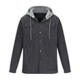 thumbnail image 1 of IYTR Men's Fashion Hooded Jacket Warm Hooded Coat with Pocket Patchwork Button-up Hooded Drawstring Coat Long Sleeve Jacket Gray M, 1 of 5
