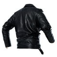 thumbnail image 1 of IYTR Men's Fashion Leather Jackets Long Sleeve Jacket Solid Color Zipper Turndown Collar Plus Size Loose Leather Jackets with Pocket Black XXL, 1 of 5