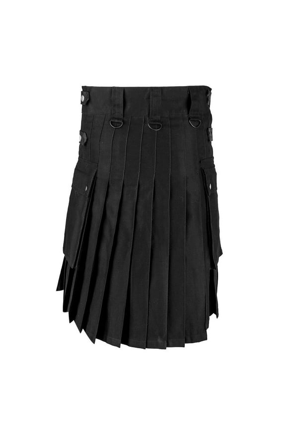 Men's Fashion Personality Design Kilt Black Gothic Vintage Retro Utility Work Wear Kilt Black XL