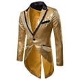 thumbnail image 1 of IYTR Men's Fashion Sequined Blazer Tailcoat Lapel Long Sleeve Formal Party Wedding Prom Blazer Jacket Gold L, 1 of 6