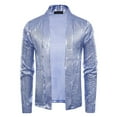 thumbnail image 1 of IYTR Men's Fashion Sequined Blazer Turndown Collar Long Sleeve Party Jacket Casual Shiny Open Front Coat Light Blue M, 1 of 4