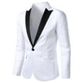 thumbnail image 1 of IYTR Men's Fashion Suit Coat One Button Peak Lapel Long Sleeve White Suit Jacket Slim Tuxedo Blazer White XL, 1 of 5