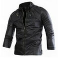 thumbnail image 1 of IYTR Men's Faux Leather Jacket Zipper Stand Collar Slim Motorcycle Biker Jacket Black Large Size Black M, 1 of 3