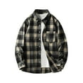thumbnail image 1 of IYTR Men's Flannel Shirts Casual Button Plaid Shirt Long Sleeve Lapel Vintage Shirts Fall Thermal Shirt (Black,XXXXXL), 1 of 4
