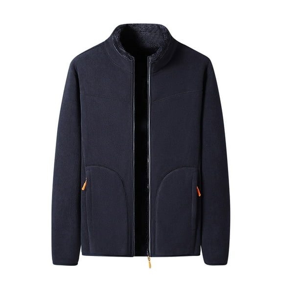 IYTR Men's Fleece Jacket Warm Winter Full Zip Up Outdoor Soft Thick Lightweight Jacket Coat for Men Blue L
