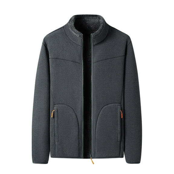 IYTR Men's Fleece Jacket Warm Winter Full Zip Up Outdoor Soft Thick Lightweight Jacket Coat for Men Gray XXXL