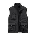 thumbnail image 1 of IYTR Men's Fleece Lined Waistcoat Multi Pocket Outdoor Hunting Fishing Waistcoat Warm Sleeveless Jacket Black XXL, 1 of 3