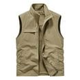 thumbnail image 1 of IYTR Men's Fleece Lined Waistcoat Sleeveless Zipper Pockets Outdoor Lightweight Warm Winter Waistcoat Khaki XXXXXL, 1 of 7