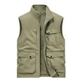 thumbnail image 1 of IYTR Men's Fleece Lined Waistcoat Utility Waistcoat Outdoor Waistcoat Multi Pockets Sleeveless Jacket Warm Winter Waistcoat Work Waistcoat Khaki M, 1 of 4