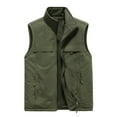thumbnail image 1 of IYTR Men's Fleece Vest Lightweight Outdoor Stand Collar Sleeveless Zipper Pockets Quick Dry Warm Waistcoat Gilet Black Army Green XXXL, 1 of 1