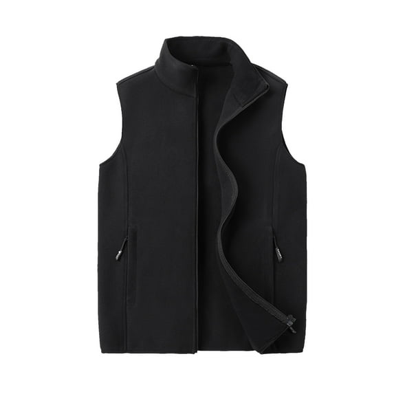 IYTR Men's Fleece Waistcoat Warm Zipper Outdoor Winter Waistcoat Lightweight Soft Comfortable Outdoor Waistcoat with Po Black XL