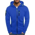 thumbnail image 1 of IYTR Men's Full Zip Up Hoodie Jacket with Zipper Pockets Sweatshirt Long Sleeve Hooded Coat Outwear Blue M, 1 of 5