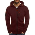 thumbnail image 1 of IYTR Men's Full Zip Up Hoodie Jacket with Zipper Pockets Sweatshirt Long Sleeve Hooded Coat Outwear Wine M, 1 of 5