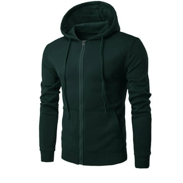 IYTR Men's Full Zip Up Hoodie Sweatshirt Solid Color Long Sleeve Pullover Hooded Drawstring Jacket with Pockets Army Green XL