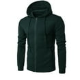 thumbnail image 1 of IYTR Men's Full Zip Up Hoodie Sweatshirt Solid Color Long Sleeve Pullover Hooded Drawstring Jacket with Pockets Army Green XXL, 1 of 2