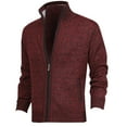 thumbnail image 1 of IYTR Men's Full Zip Up Knit Cardigan Sweater Stand Collar Long Sleeve Warm Pullover Solid Color Outerwear with Pockets Wine XXL, 1 of 2