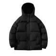 thumbnail image 1 of IYTR Men's Glossy Hooded Bread Clothes Coat Solid Color Long Sleeve Jacket Zipper Hooded Neck Comfy Keep Warm Jacket Coats with Pocket Black XXXXXL, 1 of 4