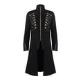 thumbnail image 1 of IYTR Men's Gothic Coat Solid Color Long Sleeve Jacket Zipper Stand-up Collar Medieval Retro Swallowtail Coat Black M, 1 of 5