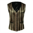 thumbnail image 1 of IYTR Men's Gothic Dress Vest Button-up V Neck Coat Vintage Slim Underlay Vest Coat with Pocket Stripe Sleeveless Jacket Black L, 1 of 5