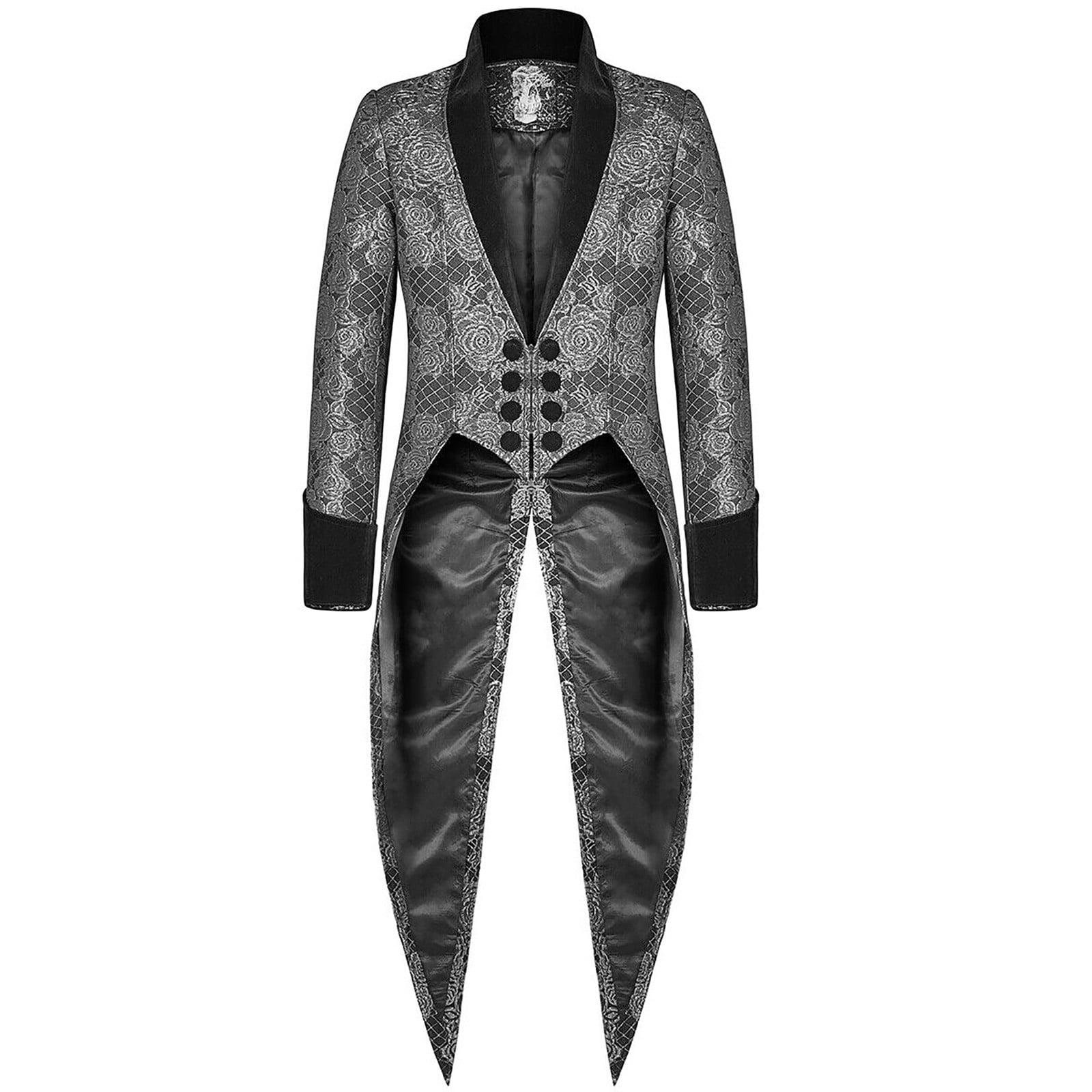 IYTR Men's Gothic Steamnk Tailcoat Jacket Swallow-Tailed Long Frock ...