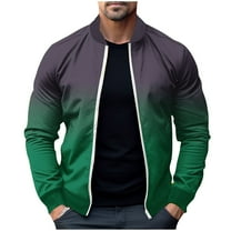 IYTR Men's Gradient Jacket Long Sleeve Zip Up Baseball Jacket Fashion Lightweight Outwear Sport Coat Green L