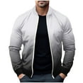 thumbnail image 1 of IYTR Men's Gradient Jacket Long Sleeve Zip Up Baseball Jacket Fashion Lightweight Outwear Sport Coat White M, 1 of 5