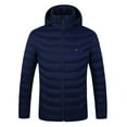 thumbnail image 1 of IYTR Men's Heating Jackets Long Sleeve Solid Color Zipper Hooded Neck Jacket Outdoor Warm Clothing Heated For Riding with Pockets Blue XXXL, 1 of 6