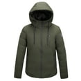 thumbnail image 1 of IYTR Men's Heating Jackets Long Sleeve Solid Color Zipper Hooded Neck Jacket Outdoor Warm Clothing Heated For Riding with Pockets Green XL, 1 of 5