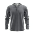 thumbnail image 1 of IYTR Men's Henley Shirts Long Sleeve Solid Color Button T-Shirt Casual Basic Top (Dark Gray,M), 1 of 6