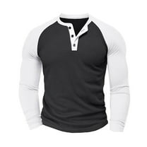 IYTR Men's Henley Shirts Raglan Long Sleeve Baseball T-shirts Regular Fit Casual Tee Shirt Workout Gym Tops (Black,L)