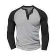 thumbnail image 1 of IYTR Men's Henley Shirts Raglan Long Sleeve Baseball T-shirts Regular Fit Casual Tee Shirt Workout Gym Tops (Gray,L), 1 of 6