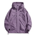 thumbnail image 1 of IYTR Men's Hooded Jacket Windbreaker Lightweight Outdoor Zipper Pockets Long Sleeve Spring Fall Coat Black Purple L, 1 of 4