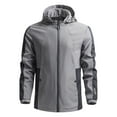 thumbnail image 1 of IYTR Men's Hooded Jacket Zipper Lightweight Windbreaker Outdoor Sport Coat Long Sleeve Black Gray XXXL, 1 of 2