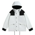 thumbnail image 1 of IYTR Men's Hooded Jacket with Snap Button Closure Multiple Pockets Button Closure Drawstring Pockets White M, 1 of 2