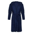 thumbnail image 1 of IYTR Men's Hooded Robe Casual Solid Color Shawl Collar Robe With Belt Pocket Winter Long Bathrobe Dark Blue XXXL, 1 of 4