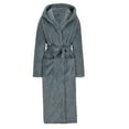 thumbnail image 1 of IYTR Men's Hooded Robe Casual Solid Color Shawl Collar Robe With Belt Pocket Winter Long Bathrobe Dark Gray XL, 1 of 4