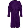 thumbnail image 1 of IYTR Men's Hooded Robe Casual Solid Color Shawl Collar Robe With Belt Pocket Winter Long Bathrobe Purple XXL, 1 of 4