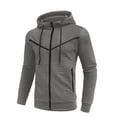 thumbnail image 1 of IYTR Men's Hooded Sweatshirt Quilted Full Zip Up Hoodie Casual Workout Jacket with Zipper Pockets Gray XXXL, 1 of 1