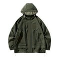 thumbnail image 1 of IYTR Men's Hoodies Contrast Color Stitching Hooded Jacket with Drawstring Hem Multi Pockets Army Green L, 1 of 1