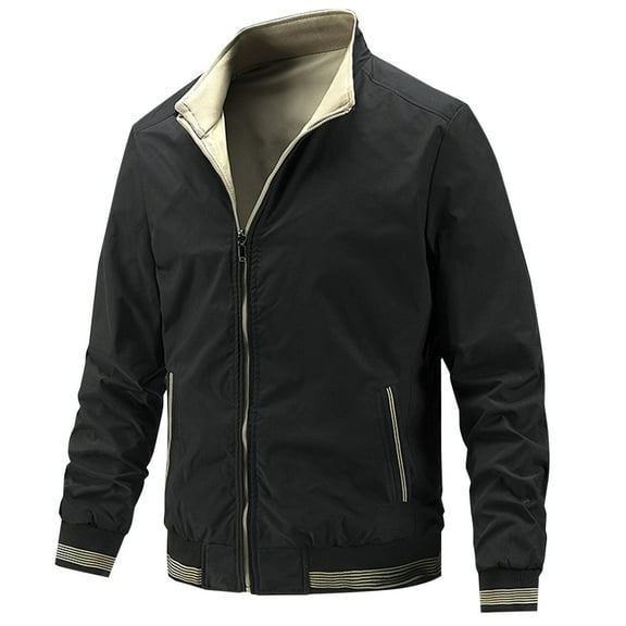IYTR Men's Jacket Lightweight Windbreaker Zip Up Jacket with Stand Collar for Spring Fall Wear Outerwear Black M