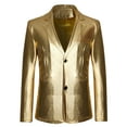 thumbnail image 1 of IYTR Men's Jacket Long Sleeve Jacket Button-up Lapel Coat Fashion Hot Stamping Casual Suit Jacket with Pocket Gold M, 1 of 5
