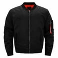 thumbnail image 1 of IYTR Men's Jacket Military Flight Blouson Coat Rib Knit Collar Long Sleeve Zipper Pockets Winter Warm Outwear Black XXXXXL, 1 of 1