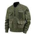 thumbnail image 1 of IYTR Men's Jacket Multi Pocket Zipper Up Lightweight Windbreaker Outdoor Sport Coat Spring Fall Wear Black Large Army Green XXXXXL, 1 of 6
