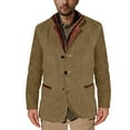 thumbnail image 1 of IYTR Men's Jacket Solid Color Button Up Long Sleeve Pockets Jacket Faux Leather Collar Winter Warm Outerwear Khaki M, 1 of 5