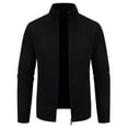 thumbnail image 1 of IYTR Men's Knit Cardigan Sweater Stand Collar Full Zip Up Long Sleeve Warm Jacket Fashion Casual Winter Outerwear Black L, 1 of 6