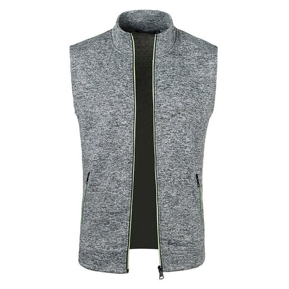 IYTR Men's Knitted Vest Lightweight Zip Up Stand Collar Sleeveless Outdoor Sports Knitwear Vest with Pockets