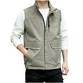 thumbnail image 1 of IYTR Men's Lightweight Outdoor Travel Vest Quick Dry Stand Collar Multi Pockets Breathable Mesh Summer Sleeveless Jackets Sports Waistcoat Khaki XXXXXL, 1 of 1