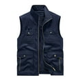 thumbnail image 1 of IYTR Men's Lightweight Stand Collar Multi-Pocket Zip-Up Utility Vest Photographer Fishing Travel Waistcoat Dark Blue M, 1 of 1