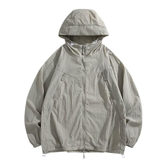 IYTR Men's Lightweight Windbreaker Jacket Hooded Zip Up Outdoor Sports Water Lightweight Running Cycling Jacket Gray M