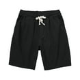 thumbnail image 1 of IYTR Men's Linen Shorts Casual Elastic Waist Drawstring Shorts with Pockets Solid Color Workout Shorts Black L, 1 of 4